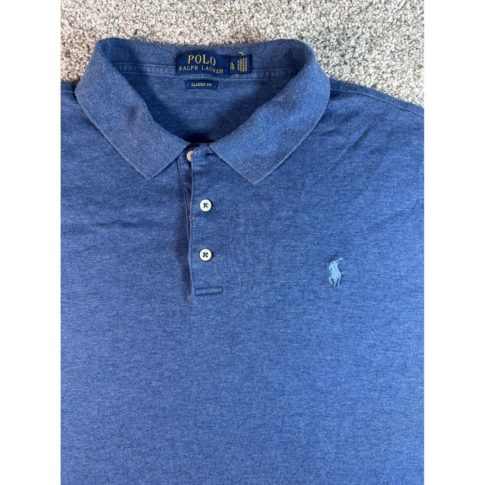 Polo Ralph Lauren Mens XL Classic Fit Blue Heather Short Sleeve Polo Shirt
